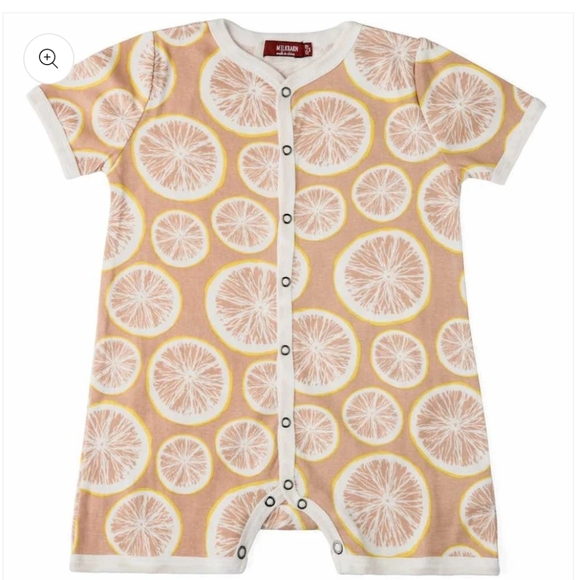 Milkbarn Other - Milkbarn Grapefruit Cotton Shortall 3-6 Months